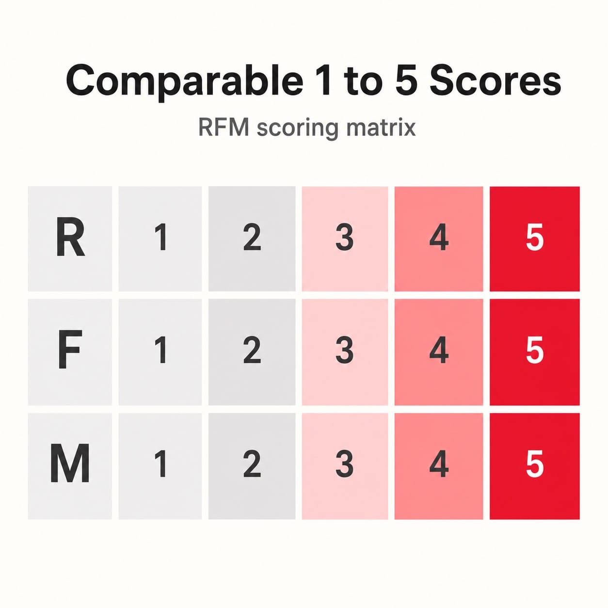 把 RFM 行為轉成 1 到 5 可比較分數的計分矩陣