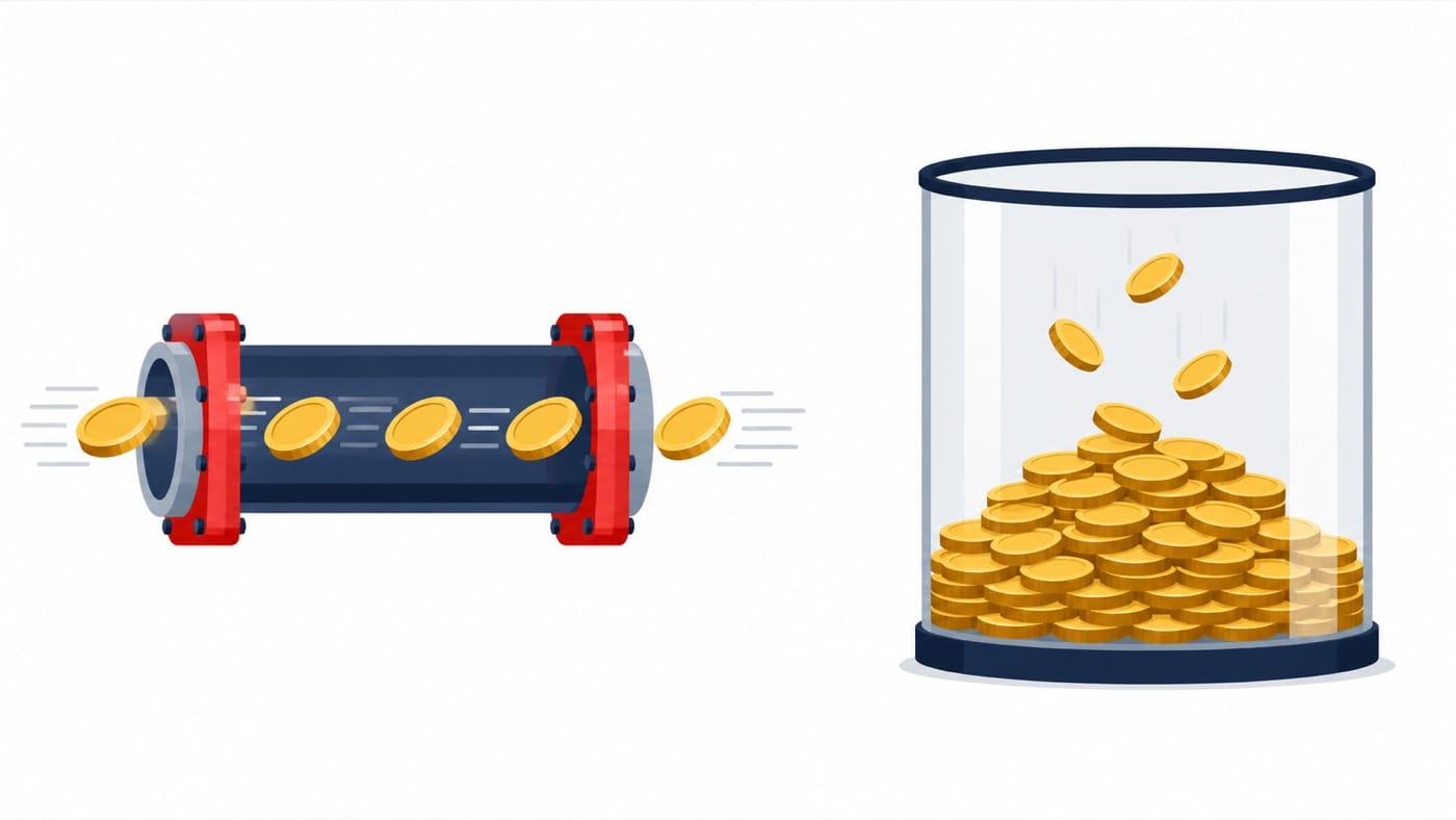 支付轉移(錢穿過)對照資金沉澱(錢留下)