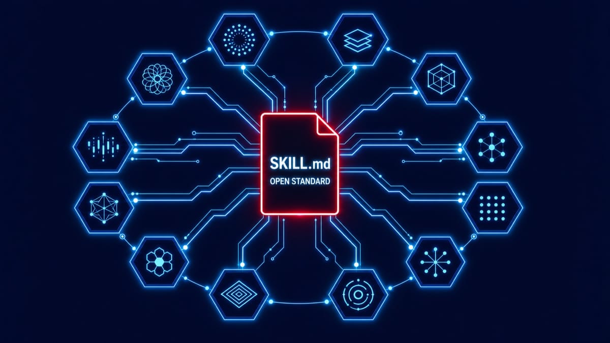 Agent Skill 跨平台開放標準，同一份 SKILL.md 被數十種 AI 工具讀取